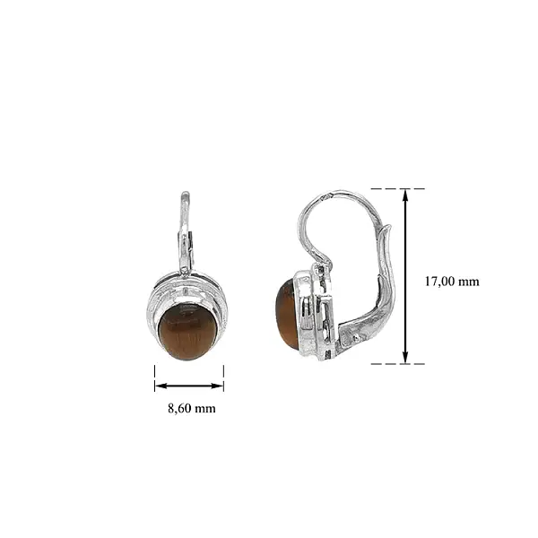 Vòng tai vàng với đá mắt hổ