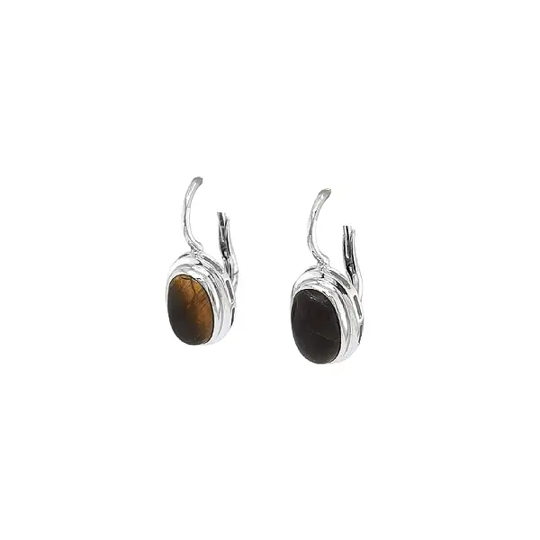 Vòng tai vàng trắng sang trọng với đá mắt hổ