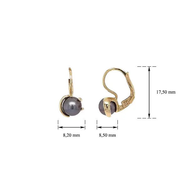 Vòng tai vàng đính ngọc trai đen