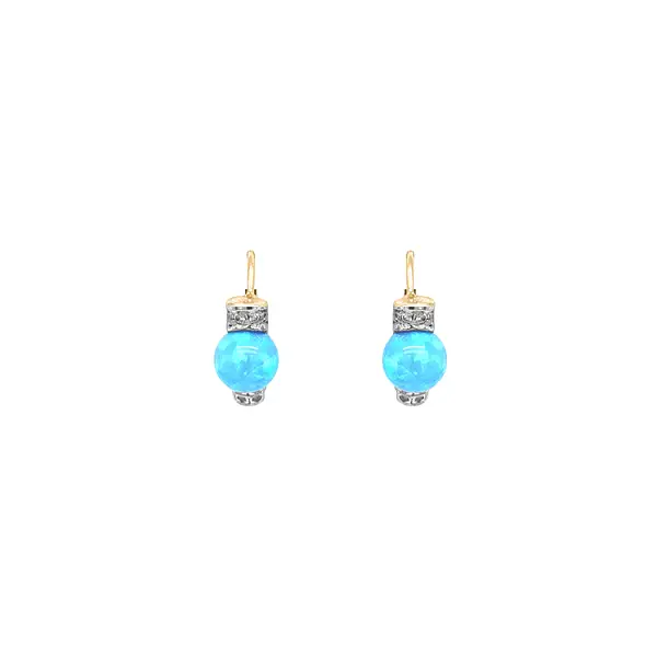 Vòng tai vàng đính ngọc opal và zircon