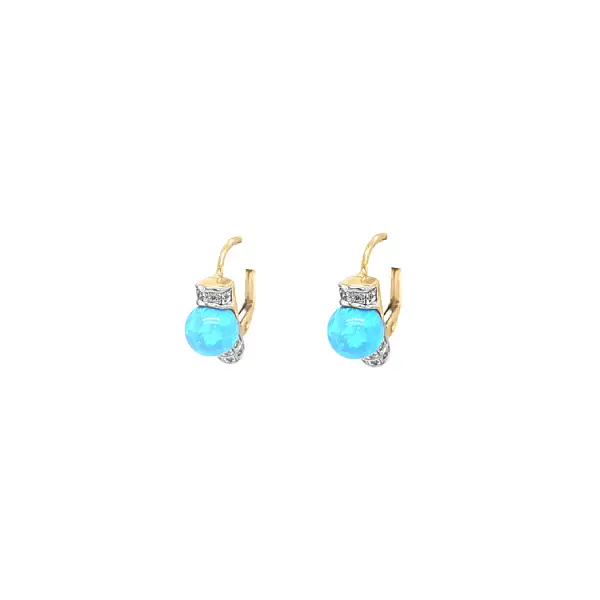 Vòng tai vàng đính ngọc opal và zircon