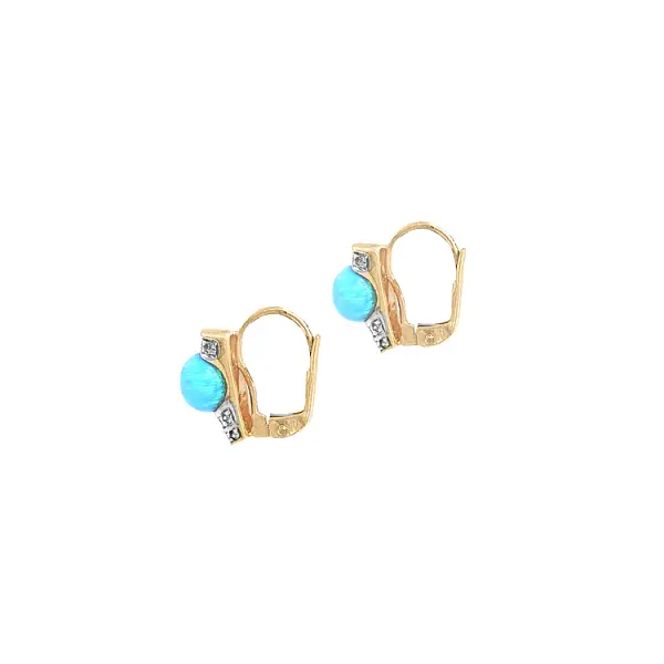 Vòng tai vàng đính ngọc opal và zircon