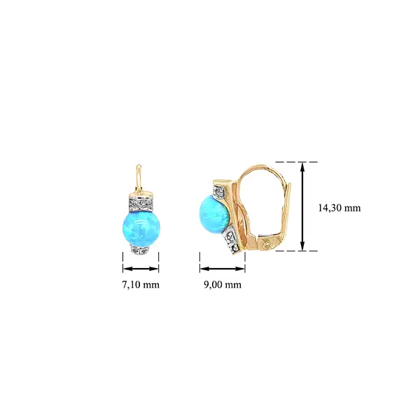Vòng tai vàng đính ngọc opal và zircon