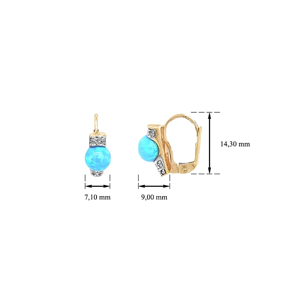 Vòng tai vàng đính ngọc opal và zircon