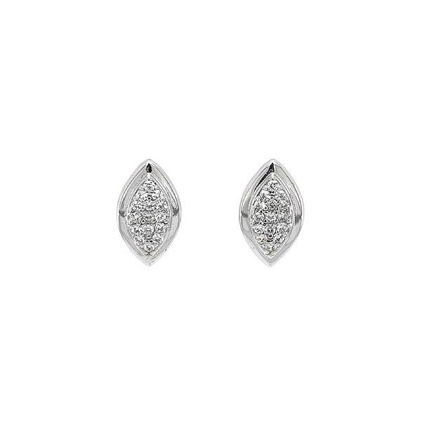 Vòng tai vàng trắng đính đá zircon và khóa kiểu Pháp
