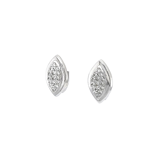 Vòng tai vàng trắng đính đá zircon và khóa kiểu Pháp
