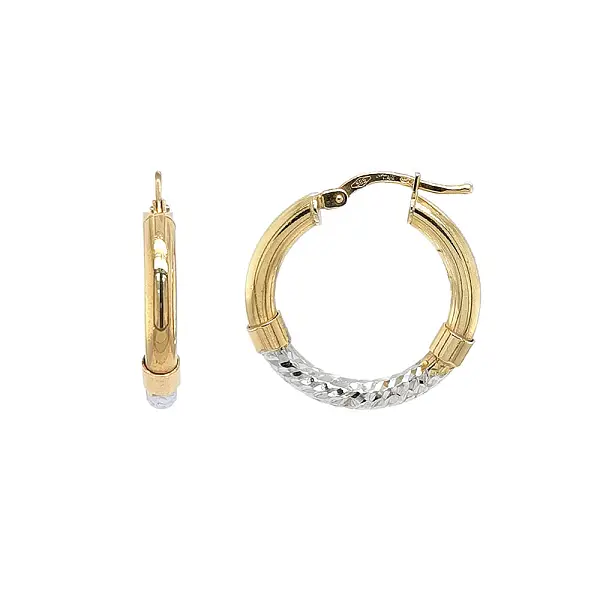 Vòng tai vàng sang trọng với sự kết hợp giữa vàng vàng và vàng trắng