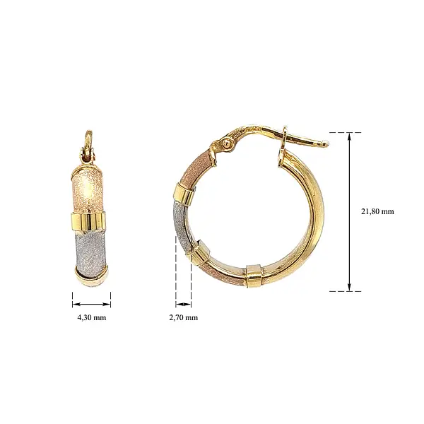 Hoa tai vòng tròn vàng ba màu thanh lịch