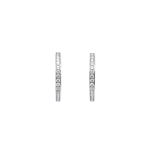 Vòng tai tròn với đá zircon trắng vàng