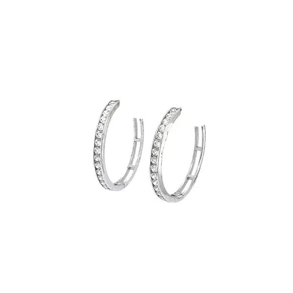 Vòng tai tròn với đá zircon trắng vàng