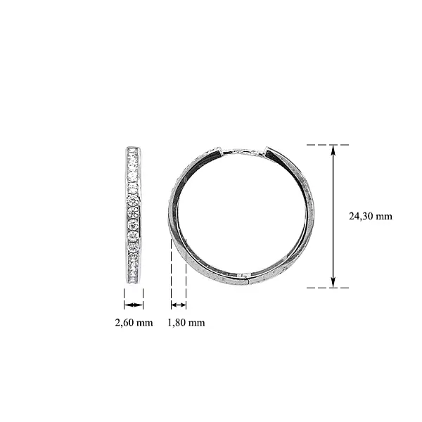 Vòng tai tròn với đá zircon trắng vàng