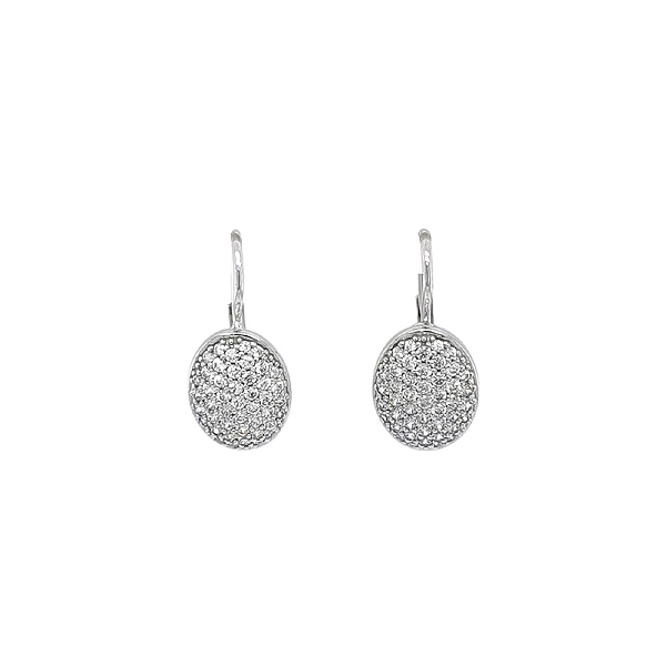 Vòng tai dài màu trắng vàng với đá zircon lấp lánh