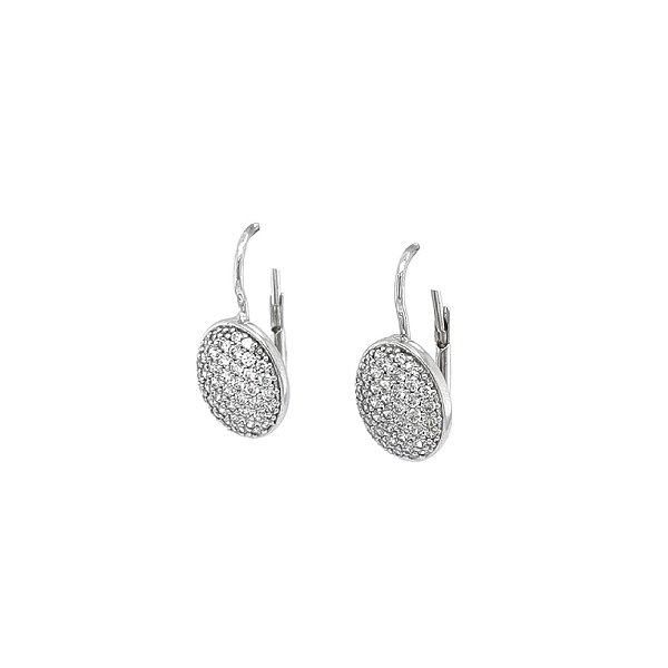 Vòng tai dài màu trắng vàng với đá zircon lấp lánh