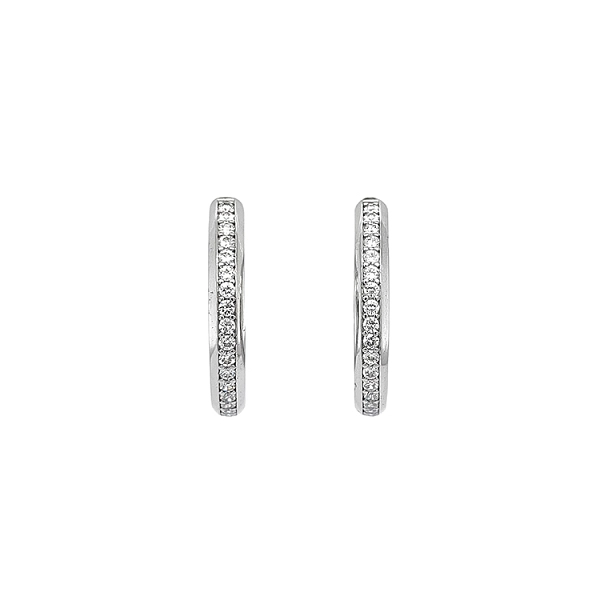 Vòng tai tròn với đá zircon trắng vàng