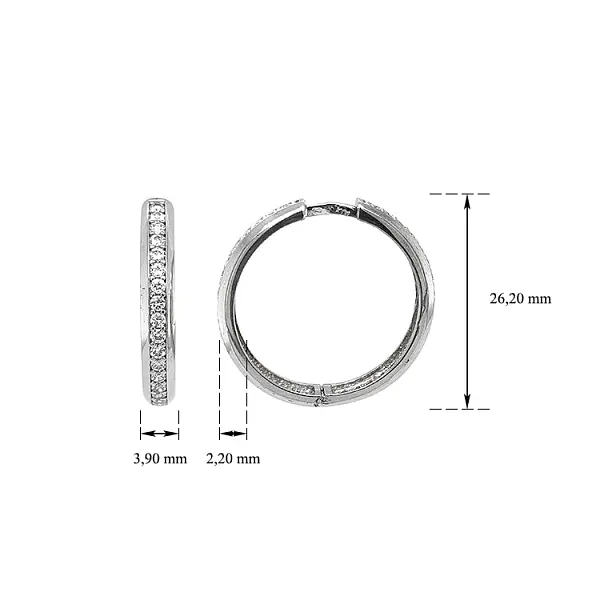 Vòng tai tròn với đá zircon trắng vàng