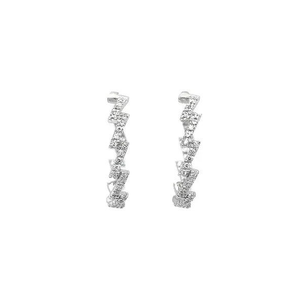 Vòng tai tròn với đá zircon trắng vàng