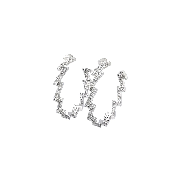 Vòng tai tròn với đá zircon trắng vàng