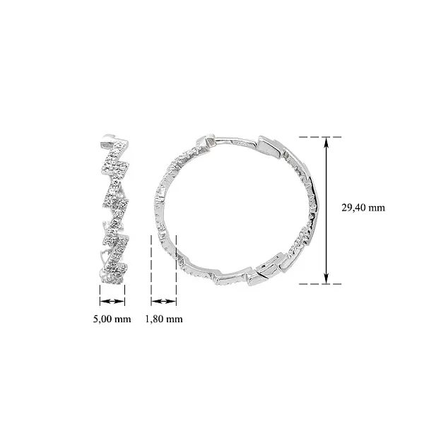 Vòng tai tròn với đá zircon trắng vàng