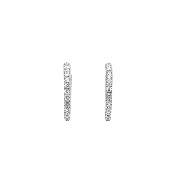 Vòng tai tròn với đá zircon trắng vàng