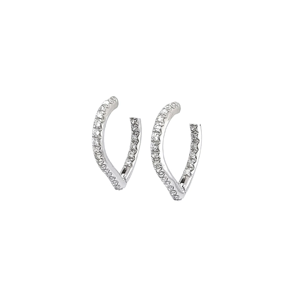 Vòng tai tròn với đá zircon trắng vàng