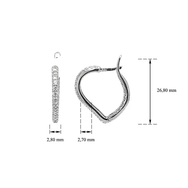 Vòng tai tròn với đá zircon trắng vàng