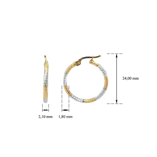 Vòng tai tròn làm từ vàng kết hợp