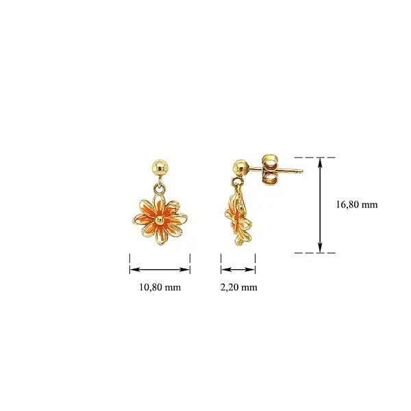 Vòng tai vàng đính hoa dạng dáng dài