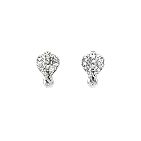 Vòng tai vàng trắng sáng bóng với đá zircon lấp lánh