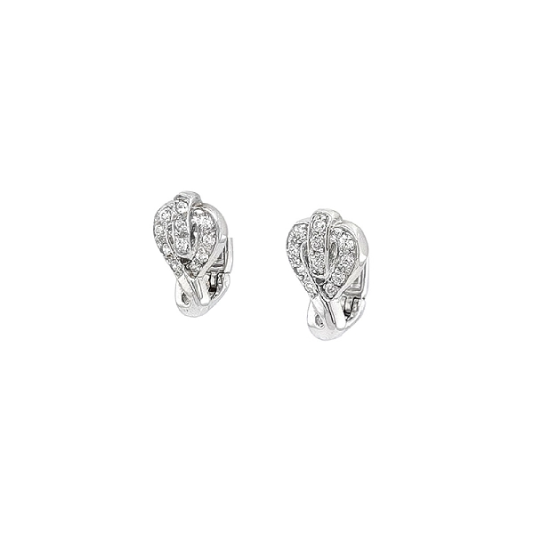 Vòng tai vàng trắng sáng bóng với đá zircon lấp lánh