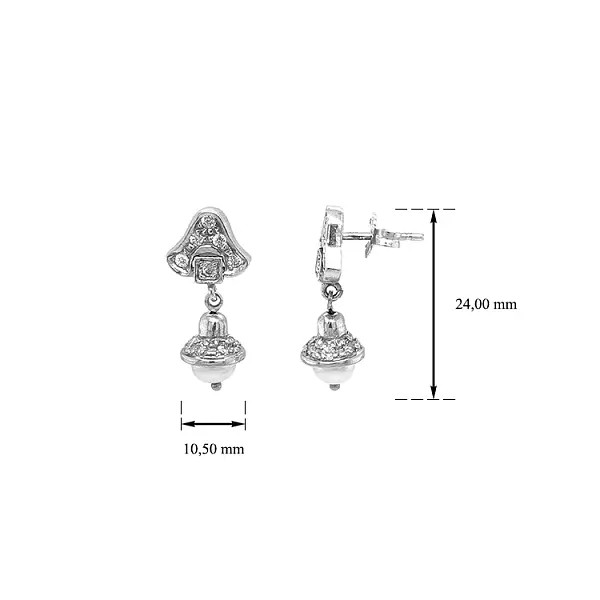 Vòng tai vàng đính ngọc trai và zircon