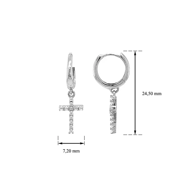 Vòng tai vàng hình thánh giá đính đá zircon