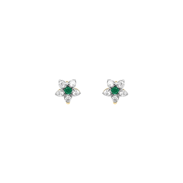Vòng tai vàng hình hoa đính đá zircon