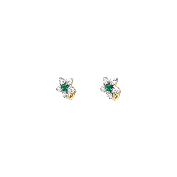 Vòng tai vàng hình hoa đính đá zircon