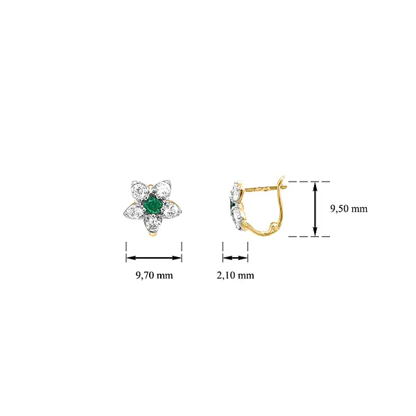 Vòng tai vàng hình hoa đính đá zircon