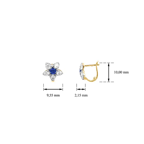 Vòng tai vàng hình hoa đính đá zircon