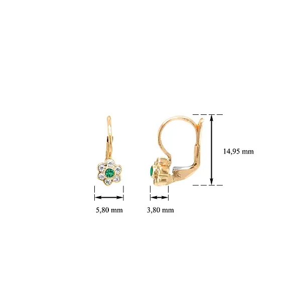 Vòng tai vàng hình hoa đính đá zircon