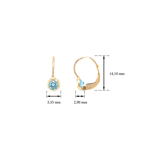 Vòng tai vàng đính đá zircon