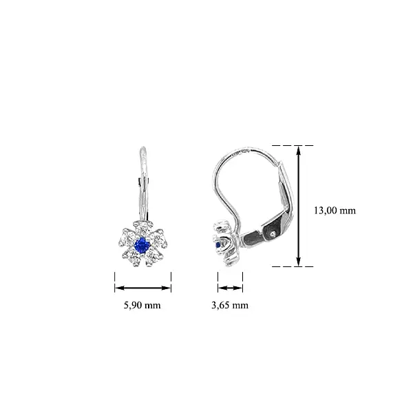 Vòng tai vàng hình hoa đính đá zircon