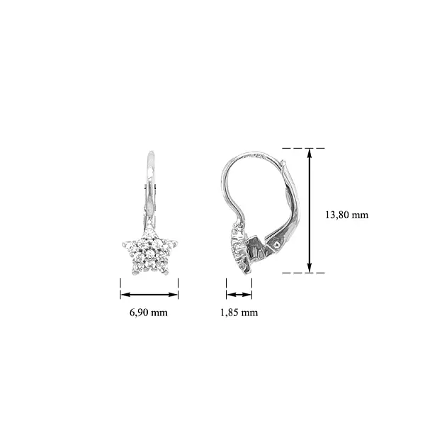 Vòng tai vàng hình sao biển đính đá zircon