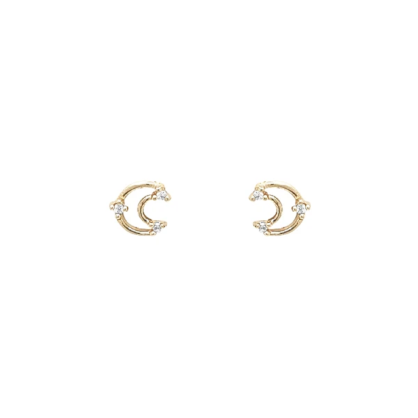 Vòng tai vàng hình trăng lưỡi liềm đính đá zircon