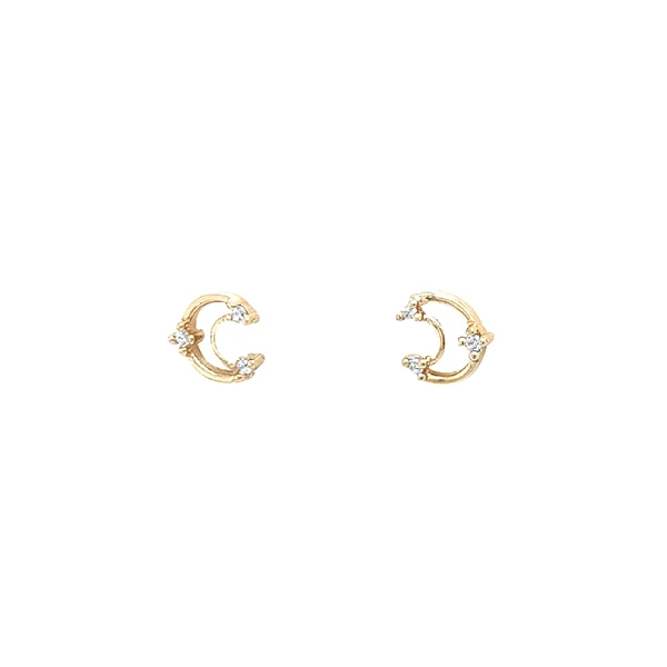 Vòng tai vàng hình trăng lưỡi liềm đính đá zircon