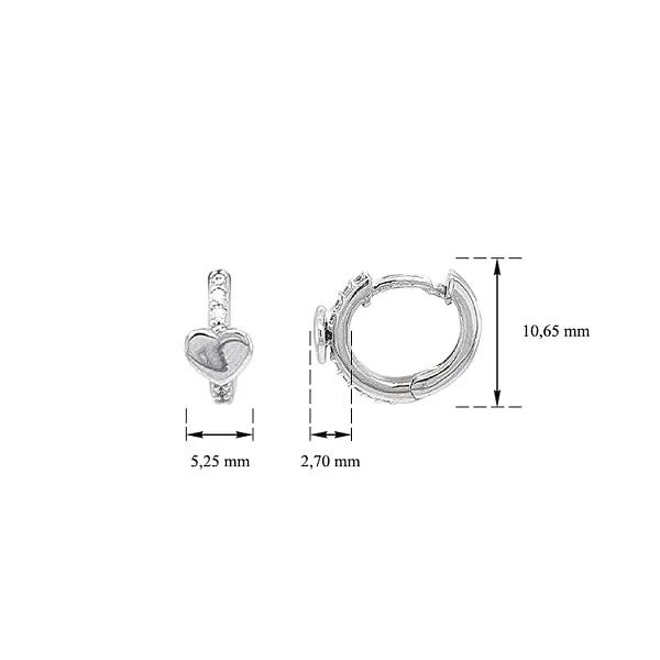 Vòng tai tròn vàng hình trái tim đính đá zircon