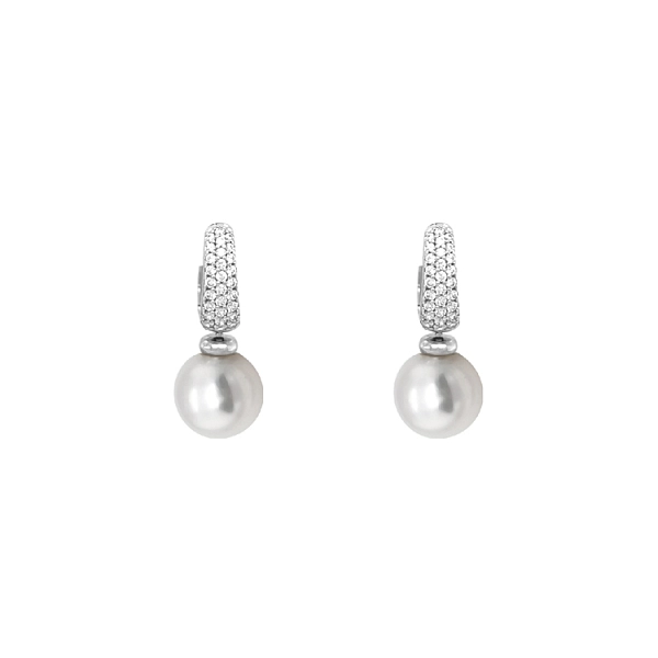 Vòng tai ngọc trai vàng đính đá zircon