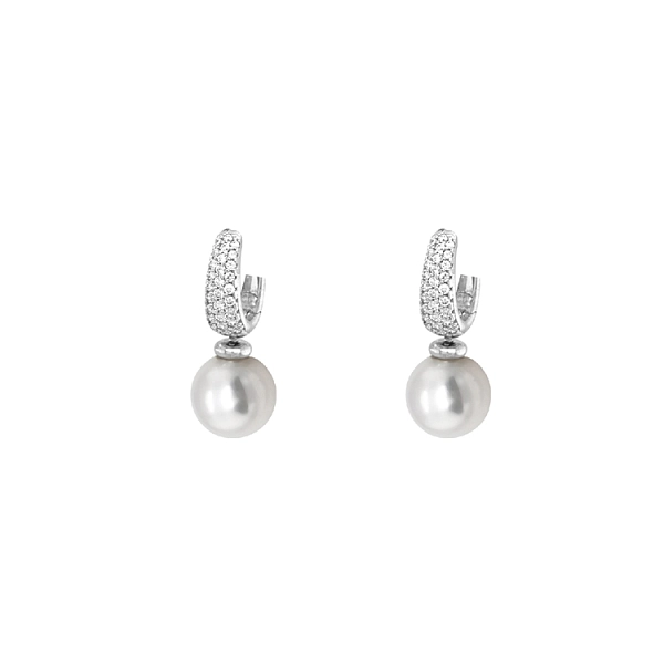 Vòng tai ngọc trai vàng đính đá zircon