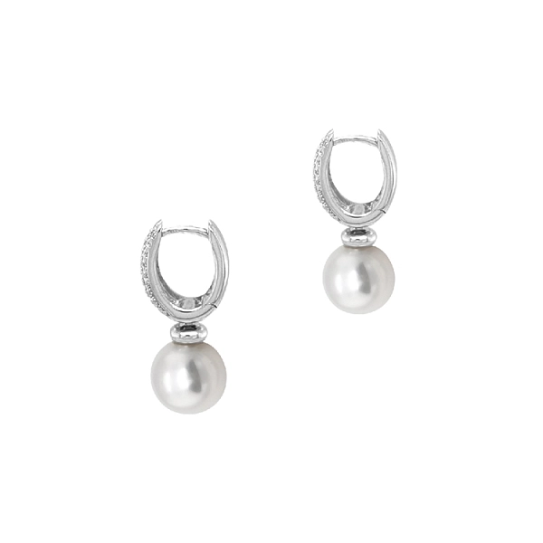 Vòng tai ngọc trai vàng đính đá zircon
