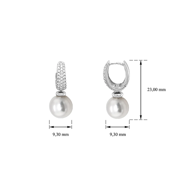 Vòng tai ngọc trai vàng đính đá zircon