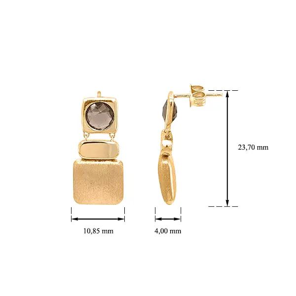 Vòng tai vàng đính đá thạch anh