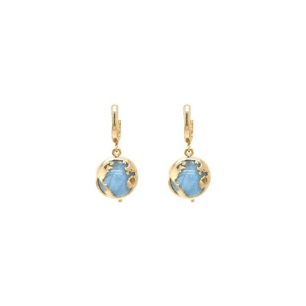 Vòng tai vàng đính đá aquamarine