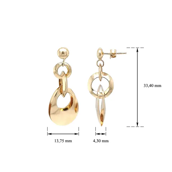 Vòng tai vàng đính đá lủng lẳng