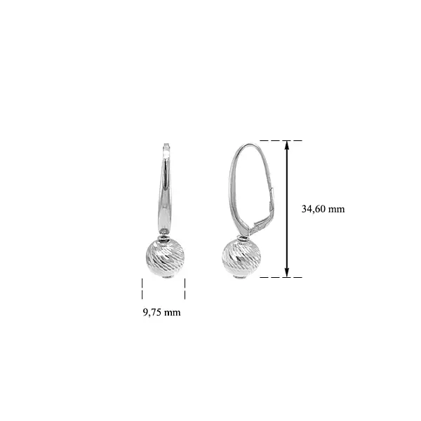 Vòng tai hình quả bóng bằng vàng trắng